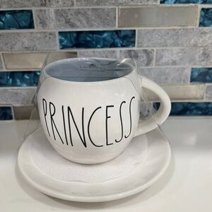 New! Rae Dunn Disney Princess Double Sided Ceramic Mug with Saucer Cinderella